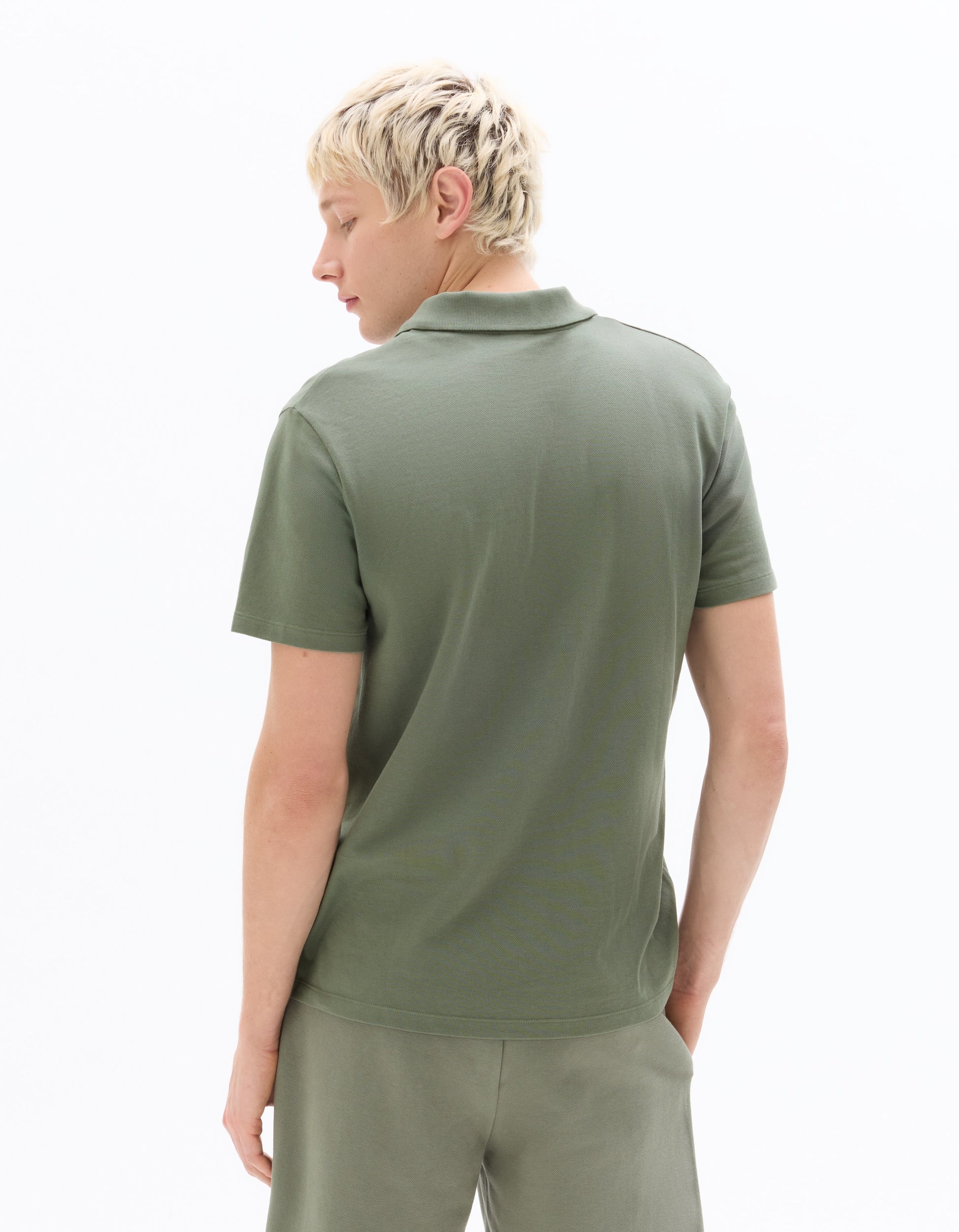 Celio Piqué Regular Fit Shark Collar Polo - Green