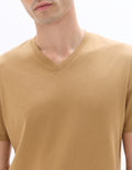 Celio V-Neck Regular Fit 100% Cotton T-shirt - Beige