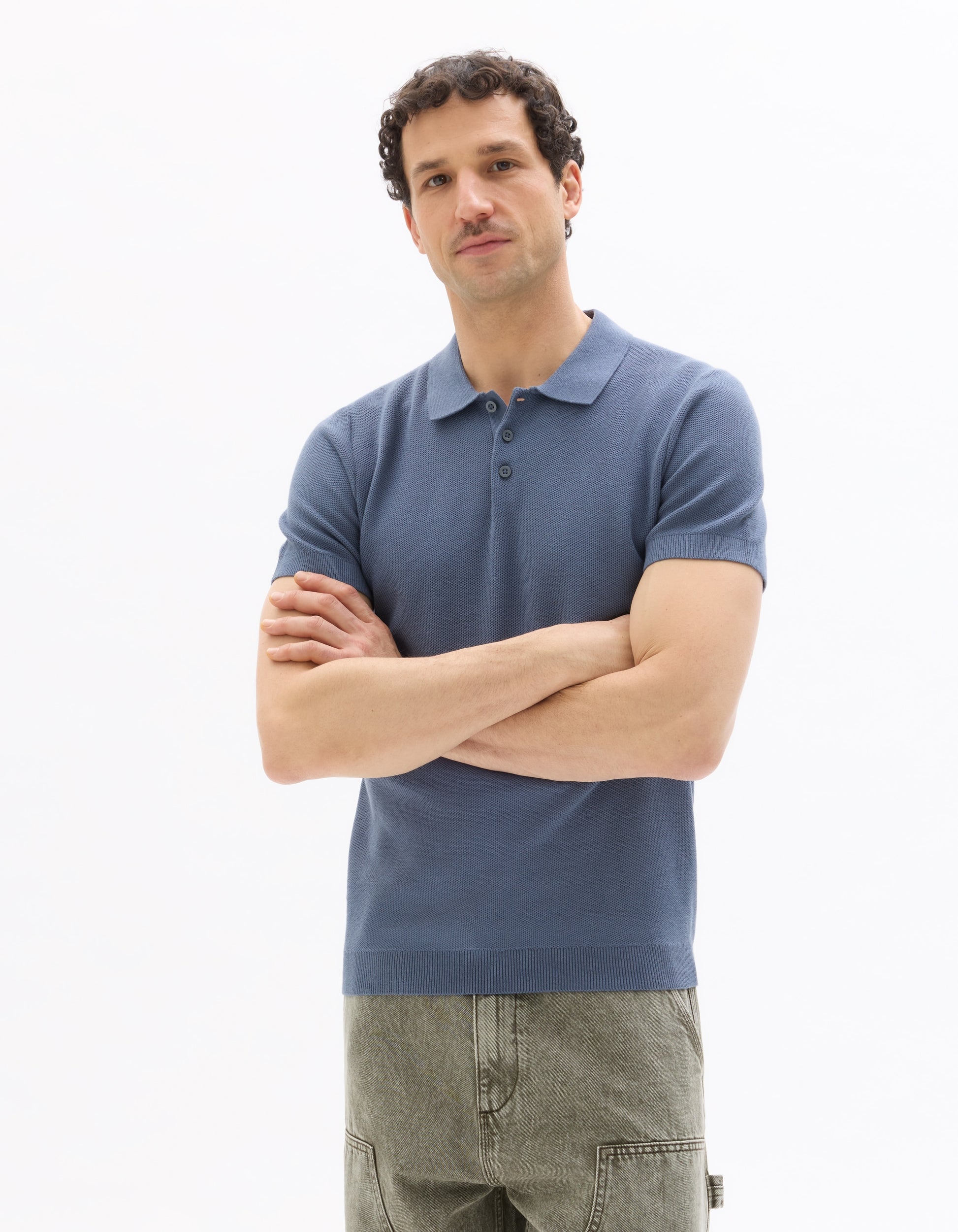 Blue Short Sleeves Polo for Men