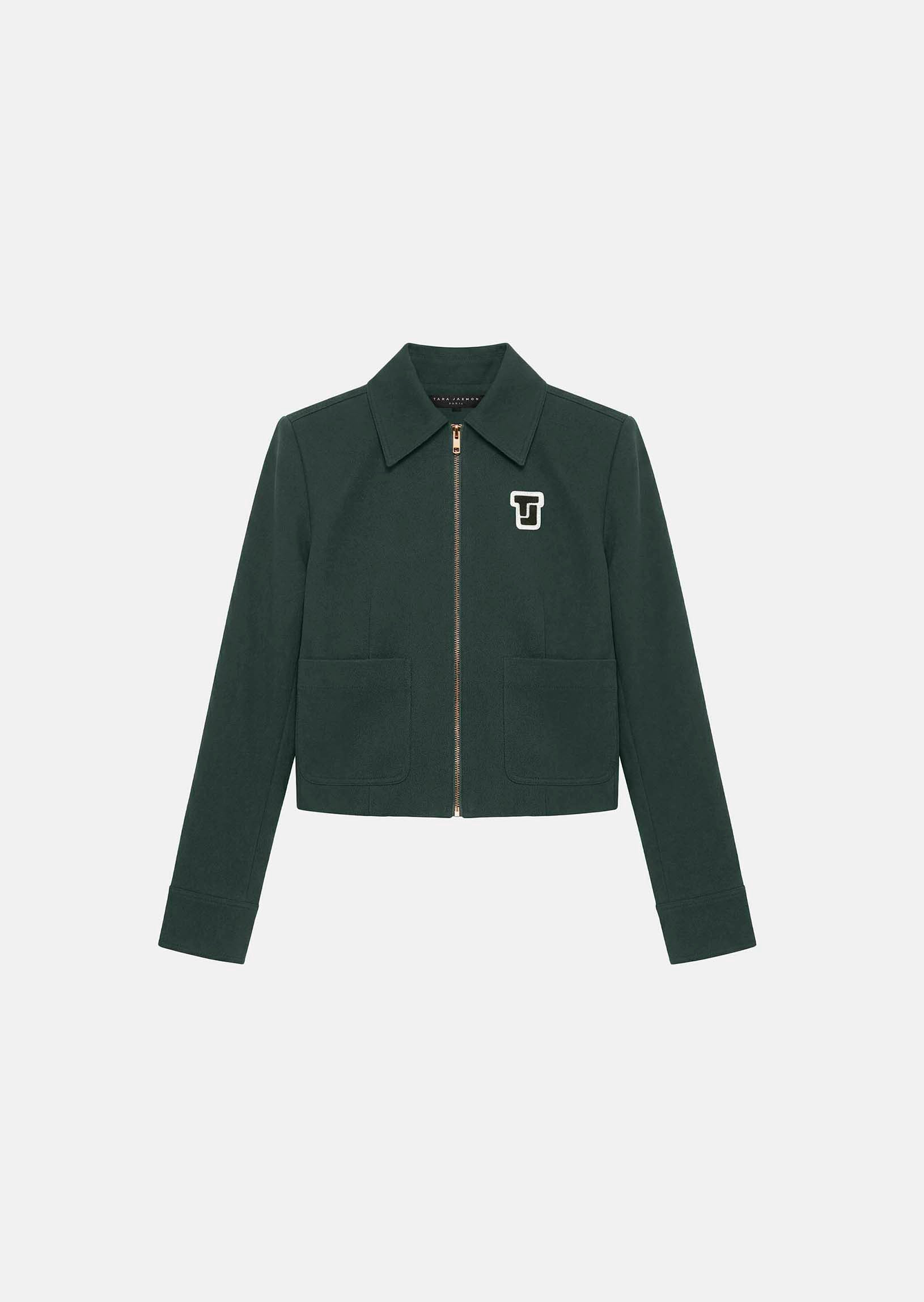 jacket in dark green cotton gabardine