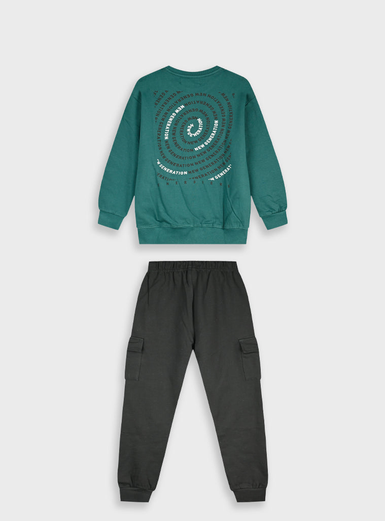 Cotton Boy Tracksuit - Black