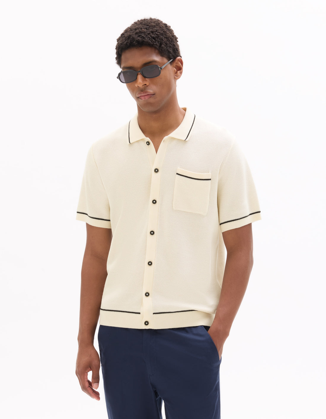 Celio Cotton Short-Sleeved Polo - White