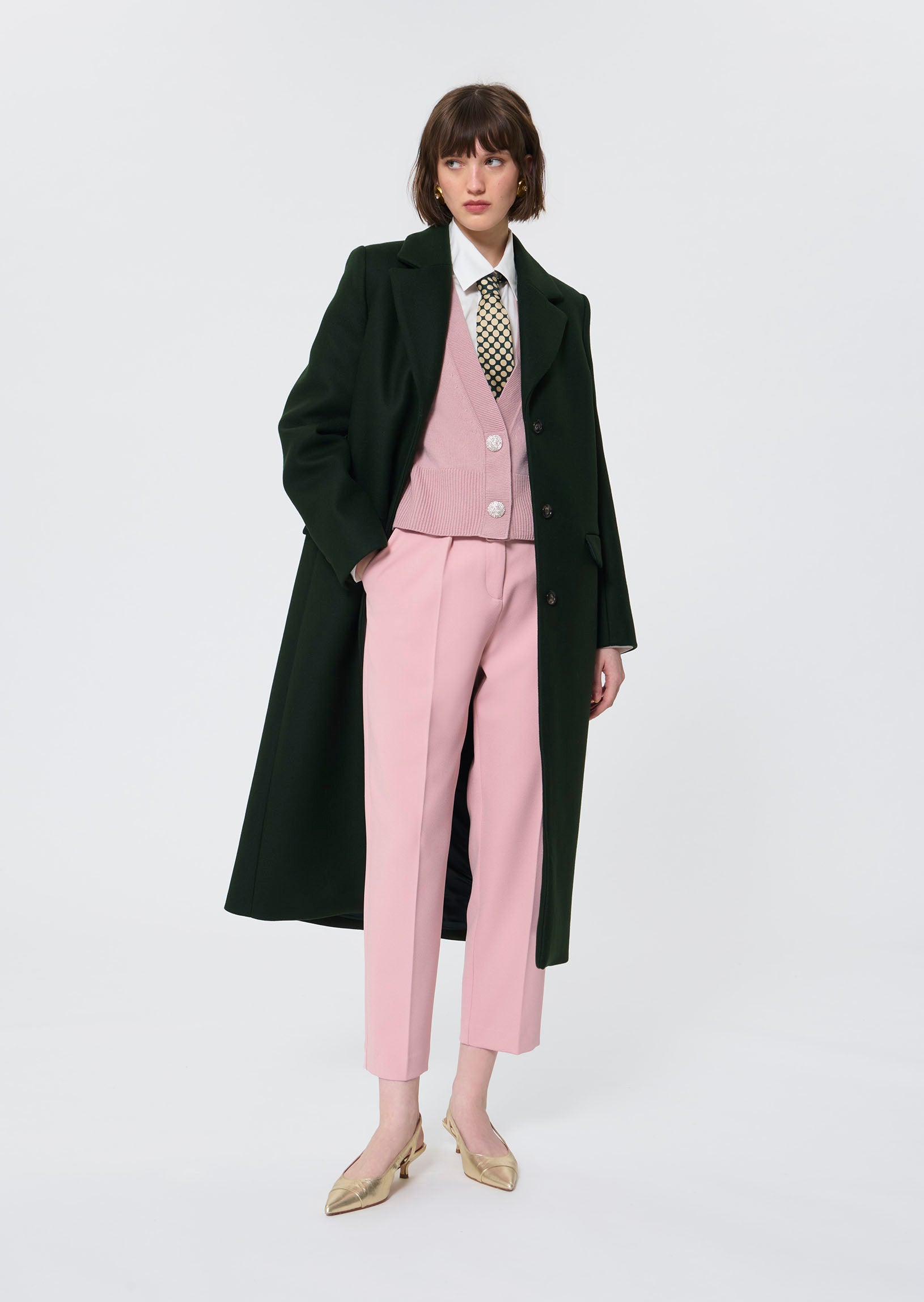 Matthew  English green woollen cloth coat for women