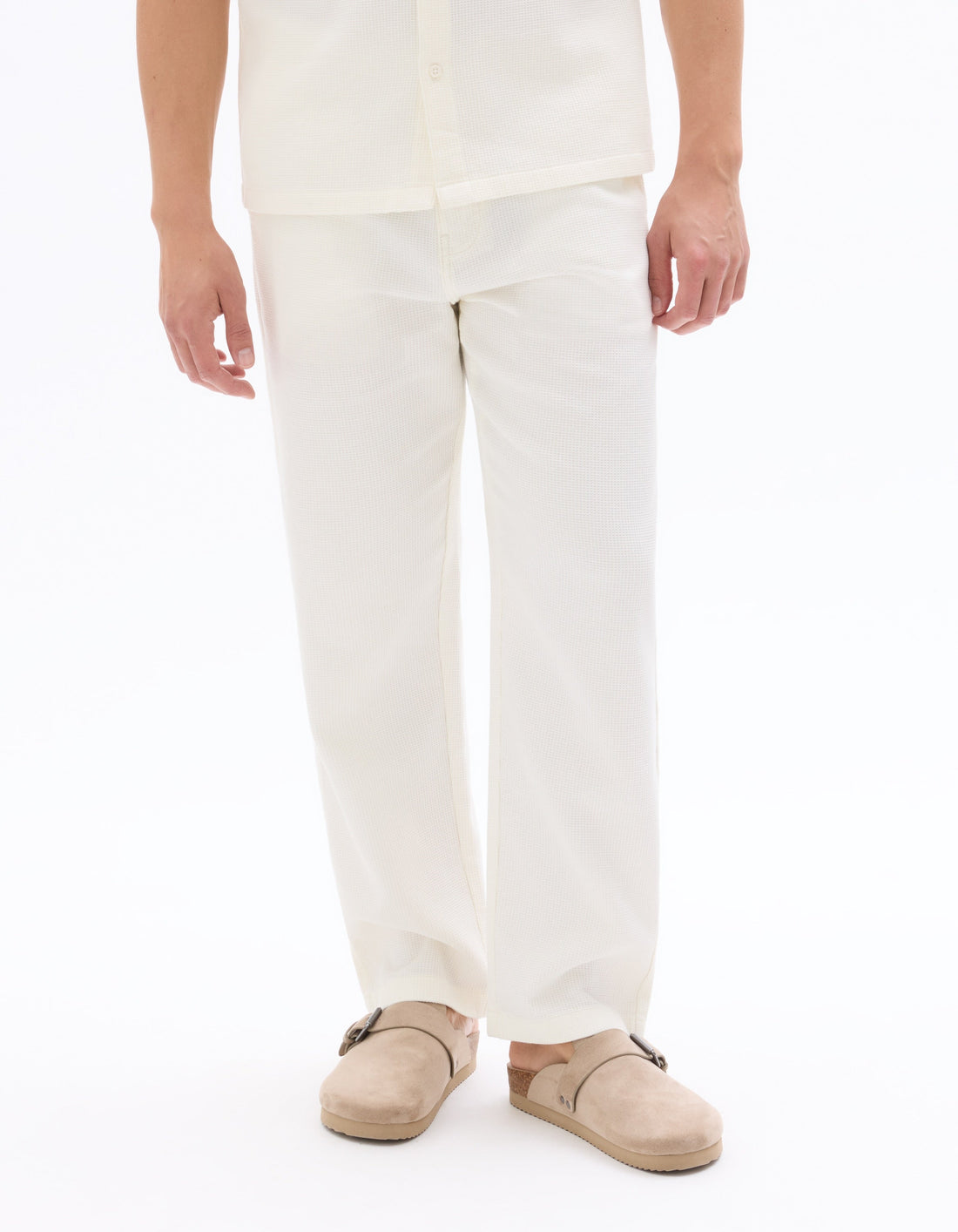 Straight-Leg 100% Cotton Honeycomb Pants Celio