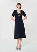 dress in midnight blue fluid crepe