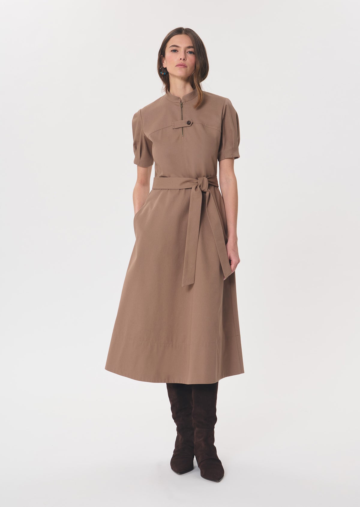 Rick dress in camel cotton by Tara Jarmon