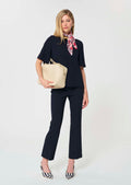 top in midnight blue fluid crepe