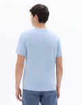 Medium Blue Regular Fit V-Neck 100% Cotton T-Shirt Celio