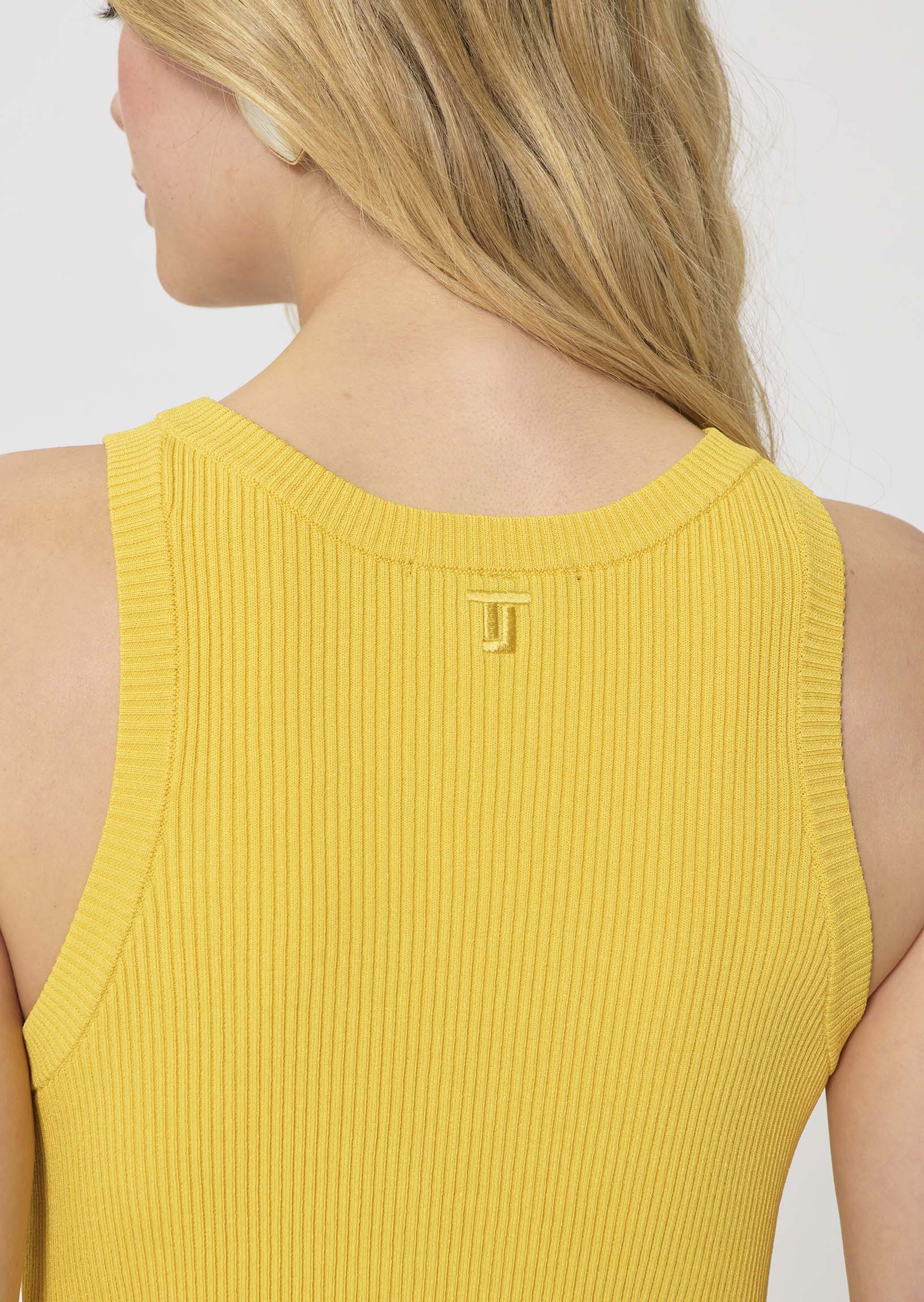 tank top in yellow ribbed knit