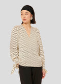 Tyra Ecru With Black Hearts Print Top by Tara Jarmon Lebanon