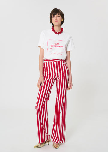 T-shirt in white printed cotton