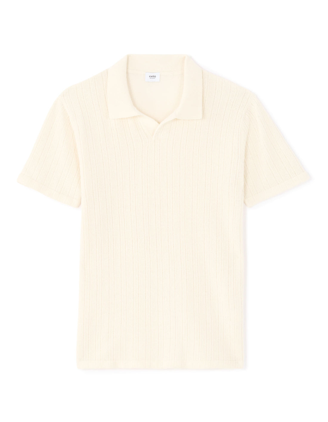 Celio Cotton Blend Short-Sleeved Polo - White