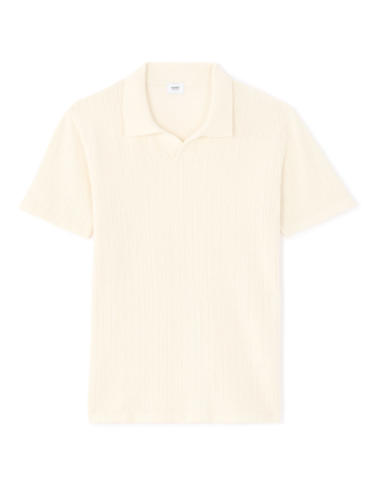 Celio Cotton Blend Short-Sleeved Polo - White