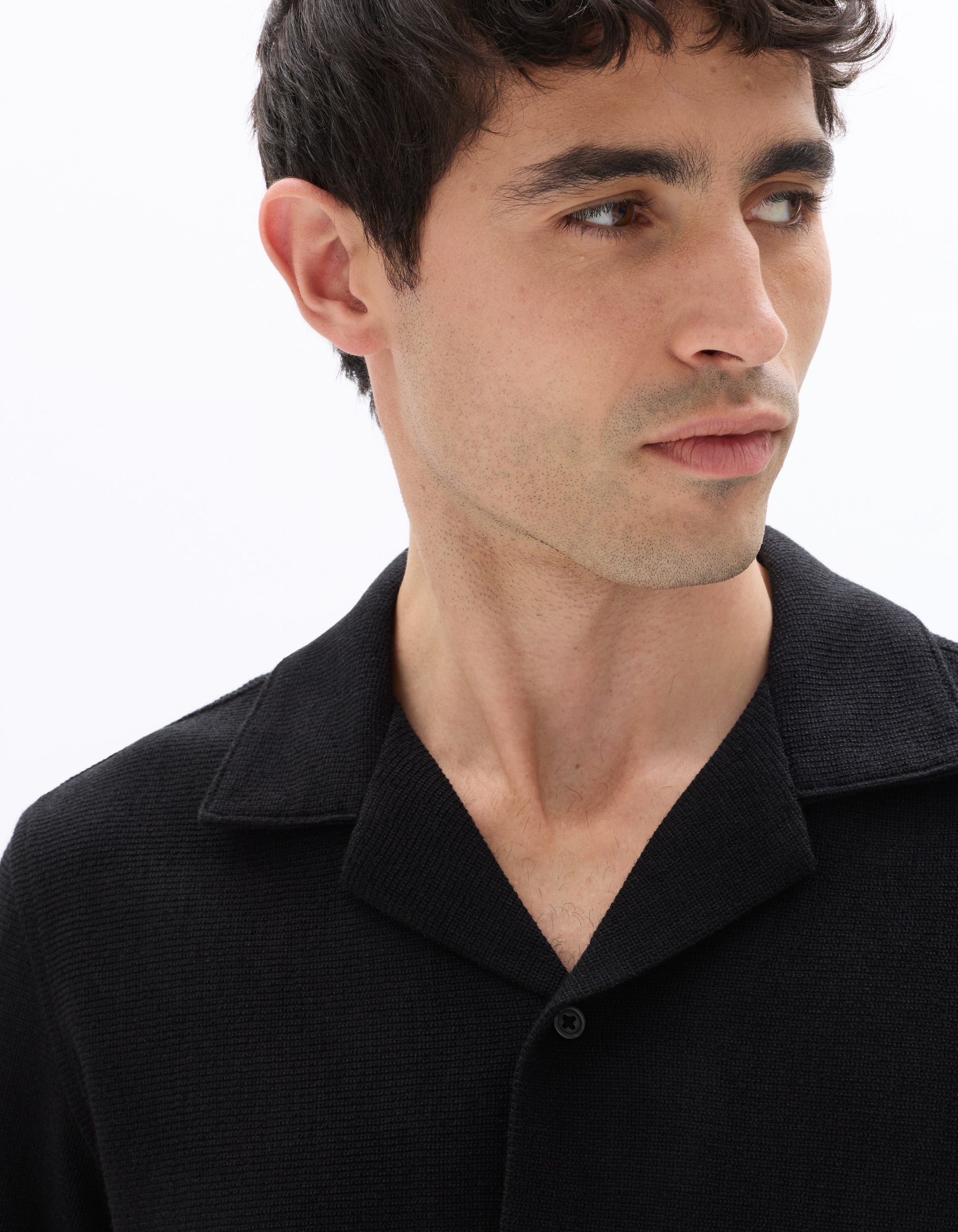 Celio Textured Regular Fit Short-Sleeved Shirt - Black